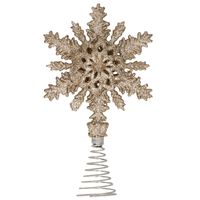 Kunststof kerstboom sneeuwvlok piek glitter goud 20 cm   - - thumbnail