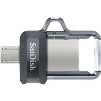 SanDisk Ultra Dual m3.0 USB flash drive 256 GB USB Type-A / Micro-USB 3.2 Gen 1 (3.1 Gen 1) Zwart, Zilver, Transparant - thumbnail