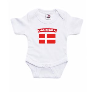 Danmark / Denemarken landen rompertje met vlag wit voor babys 92 (18-24 maanden)  -