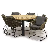 Tuinstoel Portofino olijf groen met Louvre 160 cm teaktafel Tuinstoel Portofino olijf groen met Louvre 160 cm teaktafel