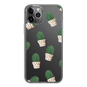 Cactusprint roze: iPhone 11 Pro Transparant Hoesje