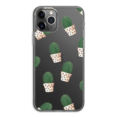 Cactusprint roze: iPhone 11 Pro Transparant Hoesje