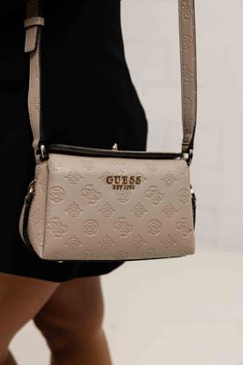 Guess Phoebe Mini Schoudertas Dames Beige - Maat One Size - Kleur: Taupe | Soccerfanshop