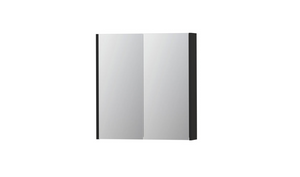 INK SPK2 spiegelkast met 2 dubbelzijdige spiegeldeuren, 2 verstelbare glazen planchetten, stopcontact en schakelaar 70 x 14 x 73 cm, mat zwart