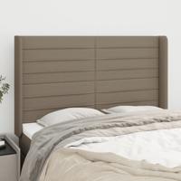 Hoofdbord met randen 147x16x118/128 cm stof taupe