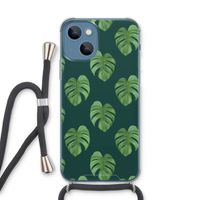 Monstera leaves: iPhone 13 Transparant Hoesje met koord