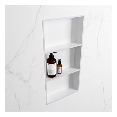 Wandnis Solid Surface Easy | In- en opbouw | 30x60x8 cm | 3 vakken | Cale/Talc