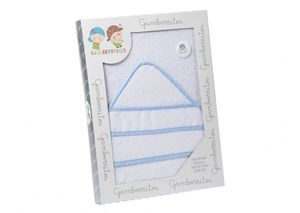 Gamberritos badcape 100 x 100 cm katoen wit/blauw