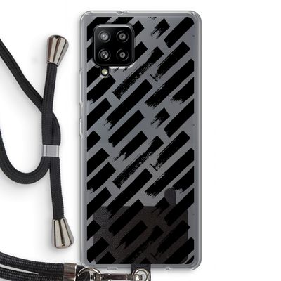 Zwarte vegen: Samsung Galaxy A42 5G Transparant Hoesje met koord