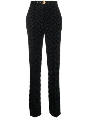 Elisabetta Franchi pantalon droit à motif monogrammé - Noir