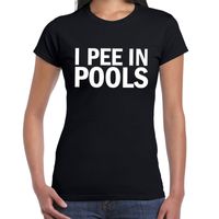 I pee in pools fun tekst t-shirt zwart voor dames - thumbnail