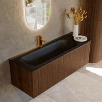 Badmeubel Mondiaz Kurve | 135 cm | Meubelkleur Walnut | Wastafelkleur Urban | Links spoelbak | 1 kraangat