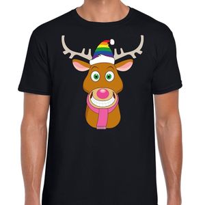 Foute Kerst t-shirt Gay Rudolf het rendier zwart heren