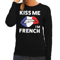 Kiss me I am French sweater zwart dames - thumbnail