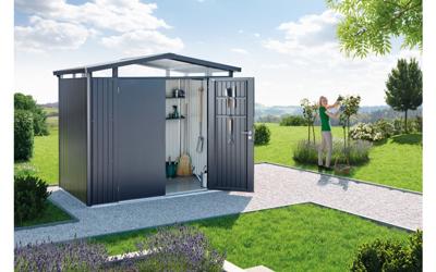 Biohort | Berging Panorama Gr. P5 | Enkele Deur | Kwartsgrijs-Metallic