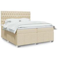 Boxspring met matras stof crèmekleurig 200x200 cm