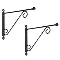 2x stuks muurhaken met dubbele sierkrul antraciet 31 x 39 cm - verzinkt staal - hanging basket haak