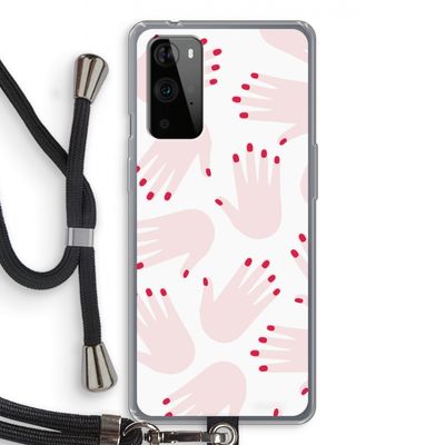 Hands pink: OnePlus 9 Pro Transparant Hoesje met koord