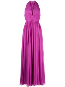 Elie Saab robe longue en soie à dos-nu - Violet