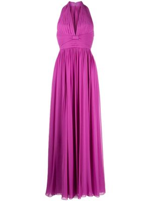Elie Saab robe longue en soie à dos-nu - Violet
