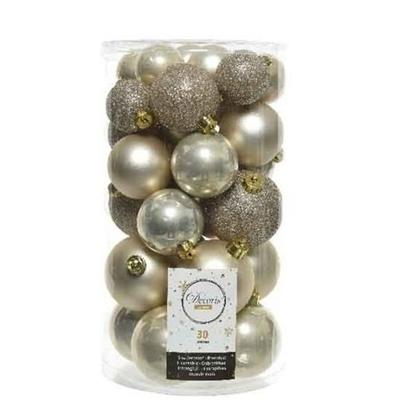 Decoris kerstballen - 90x st - champagne - 4-5-6 cm - kunststof - kerstversiering