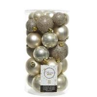 Decoris kerstballen - 90x st - champagne - 4-5-6 cm - kunststof - kerstversiering