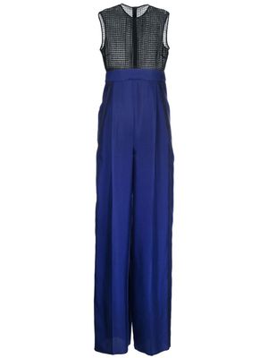 Ferragamo combinaison bicolore en soie - Bleu