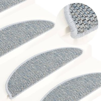 VidaXL Trapmatten zelfklevend 15 st sisal-look 56x17x3 cm blauw