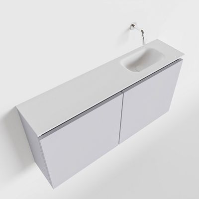 Toiletmeubel Mondiaz Ture | 100 cm | Meubelkleur Cale | Eden wastafel Talc Rechts | Zonder kraangat