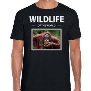 Aap / Orang Oetan t-shirt met dieren foto wildlife of the world zwart voor heren