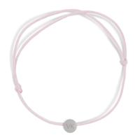 Gepersonaliseerde koord armband - Roze - Zilver rondje