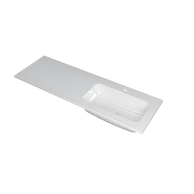 INK Faktor Wastafel Polystone Rechts met 1 Kraangat - 1400x450x15 mm - Glans Wit