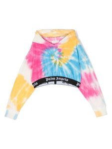 Palm Angels Kids hoodie crop à imprimé tie-dye - Rose