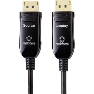 Renkforce Glasvezel / DisplayPort Aansluitkabel DisplayPort-stekker, DisplayPort-stekker 15.00 m Zwart UHD 8K @ 60 Hz, UHD 4K @ 120 Hz RF-4598018