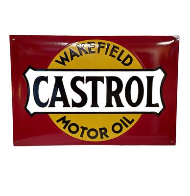 Castrol Logo Donker Rood Emaille Bord - 50 x 33cm