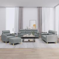 4-delige Loungeset met kussens stof lichtgrijs