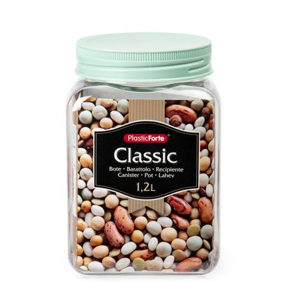 Kunststof keuken voorraadpot/weckpot mintgroen 1.2 liter met deksel