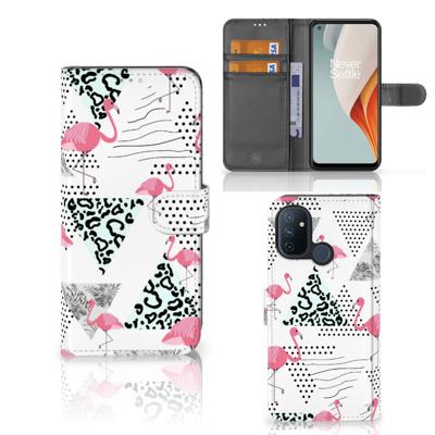 OnePlus Nord N100 | Telefoonhoesje | Met pasjeshouder | Flamingo Triangle