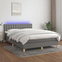 Boxspring met matras en LED stof donkergrijs 140x200 cm