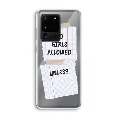 No Girls Allowed Unless: Samsung Galaxy S20 Ultra Transparant Hoesje