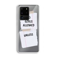 No Girls Allowed Unless: Samsung Galaxy S20 Ultra Transparant Hoesje