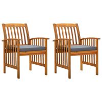 Tuinstoelen 2 st met kussens massief acaciahout