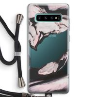 Roze stroom: Samsung Galaxy S10 Plus Transparant Hoesje met koord