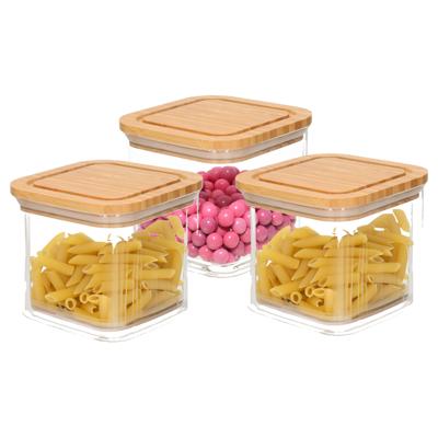 Bambou & Co keuken voorraadpot - 3x - 1L - kunststof/bamboe - met luchtdichte deksel