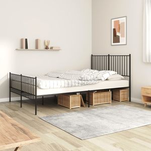 Bedframe met hoofd- en voeteneinde metaal zwart 135x190 cm