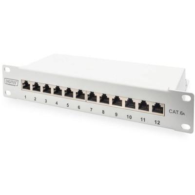 Digitus DN-91612S-EA-G 12 poorten Netwerkpatchpaneel 254 mm (10) CAT 6A 1 HE Meerdere kleuren Ingericht