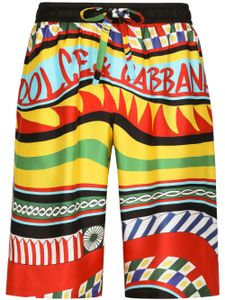 Dolce & Gabbana bermuda en soie à imprimé Carreto - Multicolore