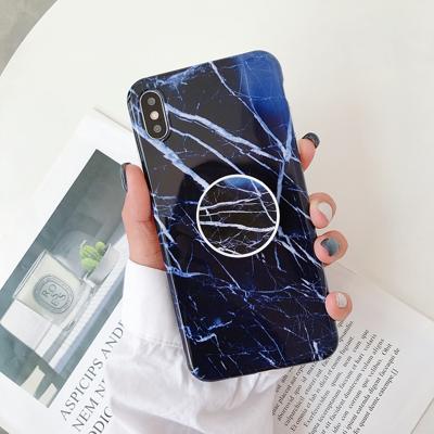Marmer anti-drop TPU bescherming achtercover voor iPhone XS Max met opvouwbare houder (Z2)