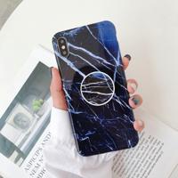 Marmer anti-drop TPU bescherming achtercover voor iPhone XS Max met opvouwbare houder (Z2)