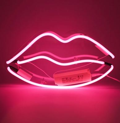 Glas Neon Licht - &apos;Lippen&apos; Wandbord